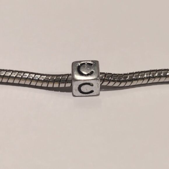 Silver C Spacer Charm for Pandora Style Bracelet - Picture 2 of 5